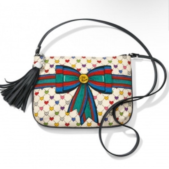 Brighton Handbags - Brighton White and Blue Crossbody/Shoulder Bag with Bow